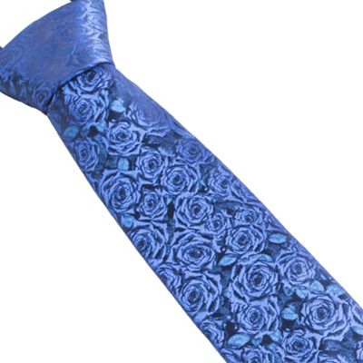 Blue digital roses tie